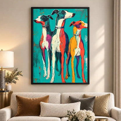 Colorful Greyhound Trio Wall Art 5