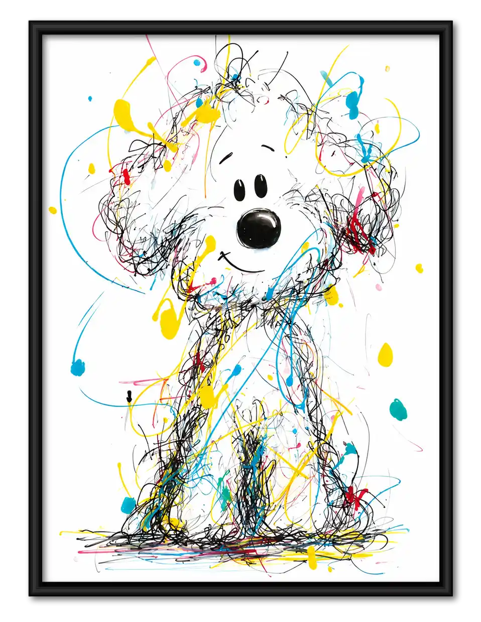 Colorful Scribble Dog Portrait Wall Art 1