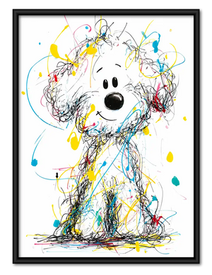 Colorful Scribble Dog Portrait Wall Art