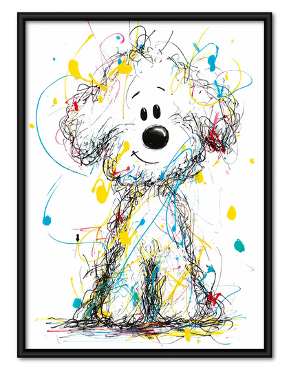 Colorful Scribble Dog Portrait Wall Art
