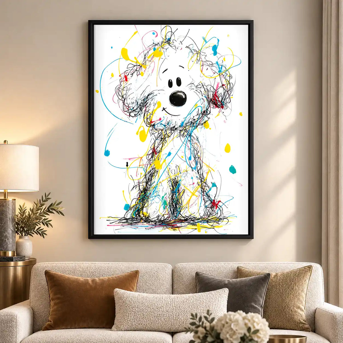 Colorful Scribble Dog Portrait Wall Art 5