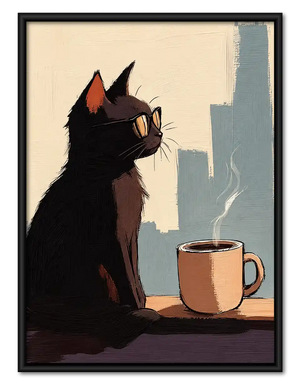 Cool Cat Coffee Window Wall Art