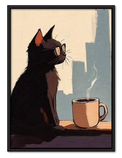 Cool Cat Coffee Window Wall Art 1