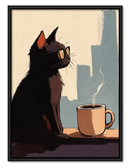 Cool Cat Coffee Window Wall Art