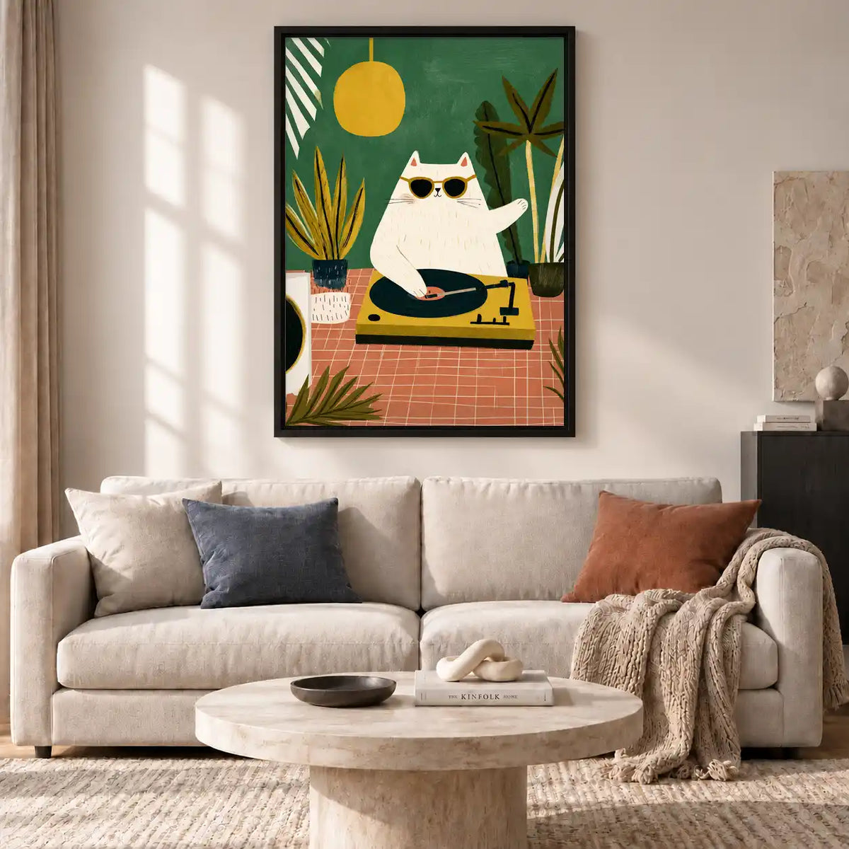 Cool White Cat DJ Wall Art 2