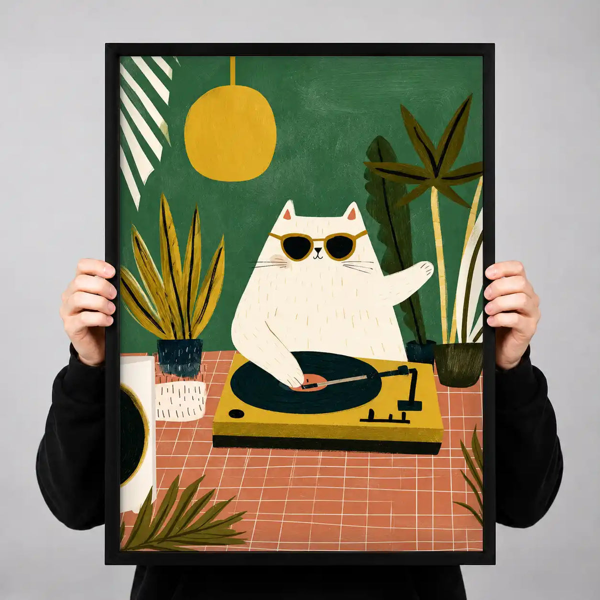 Cool White Cat DJ Wall Art 3
