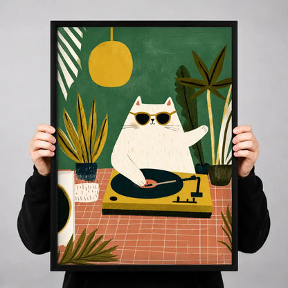 Cool White Cat DJ Wall Art 3