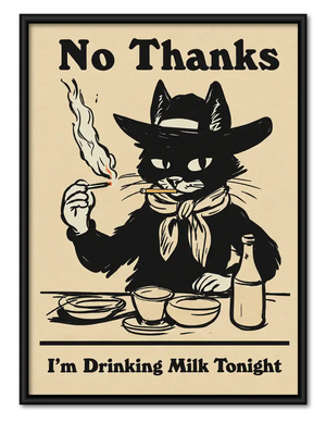 Cowboy Cat Drinking Milk Wall Art