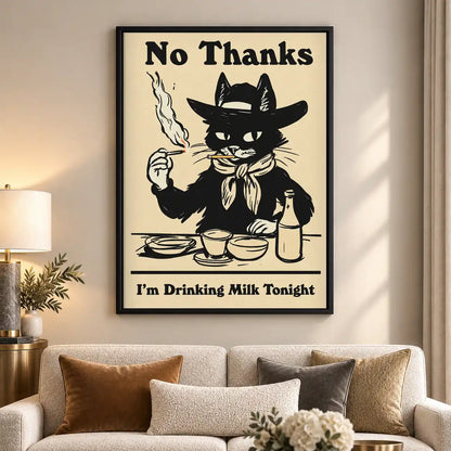Cowboy Cat Drinking Milk Wall Art 5