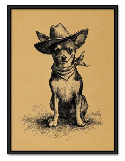 Cowboy Chihuahua Portrait Wall Art