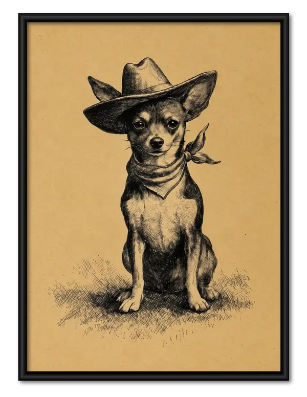 Cowboy Chihuahua Portrait Wall Art