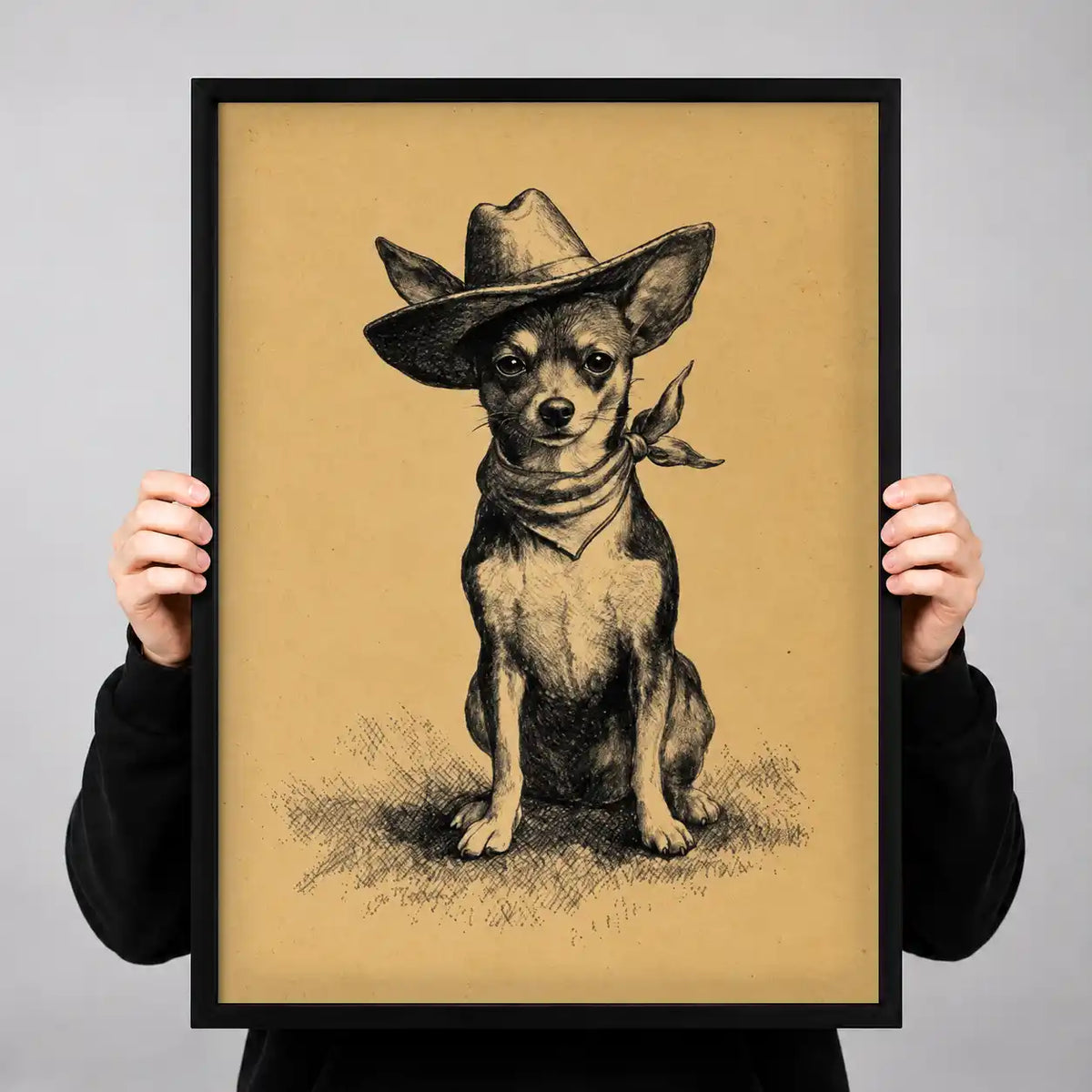 Cowboy Chihuahua Portrait Wall Art 3