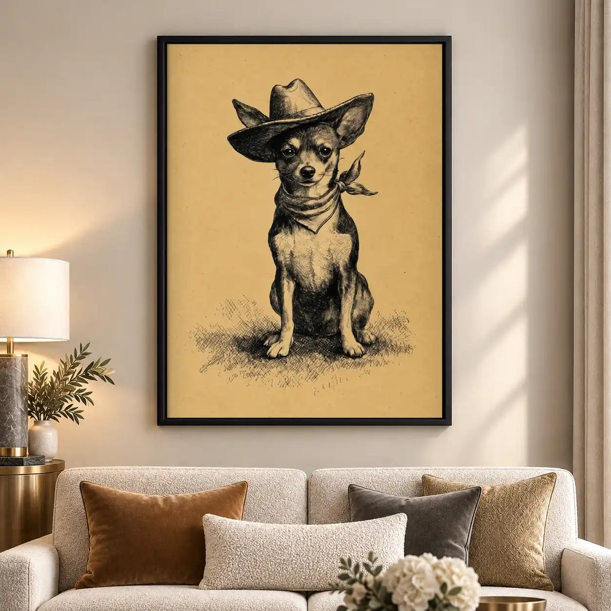 Cowboy Chihuahua Portrait Wall Art 5
