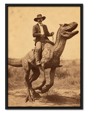 Cowboy Riding Dinosaur Wall Art