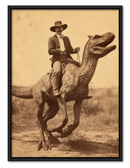 Cowboy Riding Dinosaur Wall Art