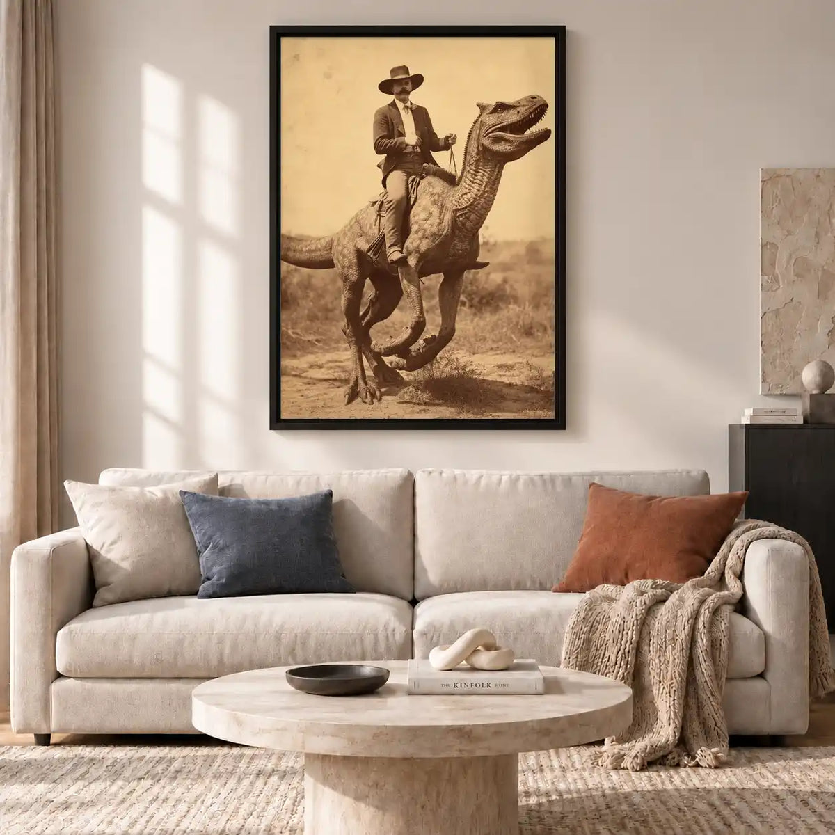 Cowboy Riding Dinosaur Wall Art 2