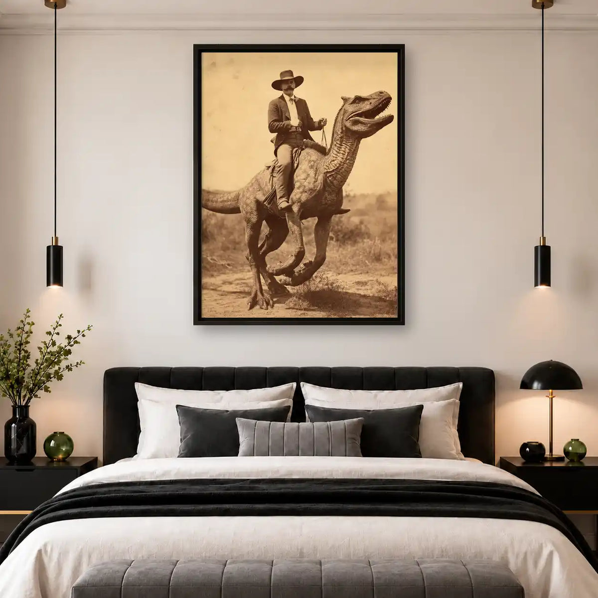 Cowboy Riding Dinosaur Wall Art 4