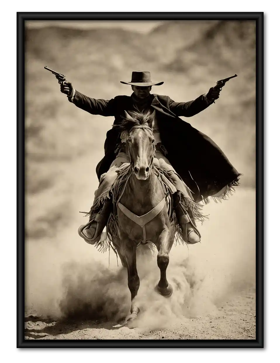 Cowboy Riding Through Dust Wall Art 1
