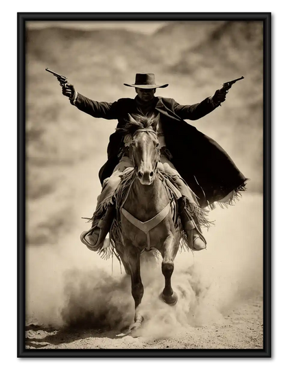Cowboy Riding Through Dust Wall Art