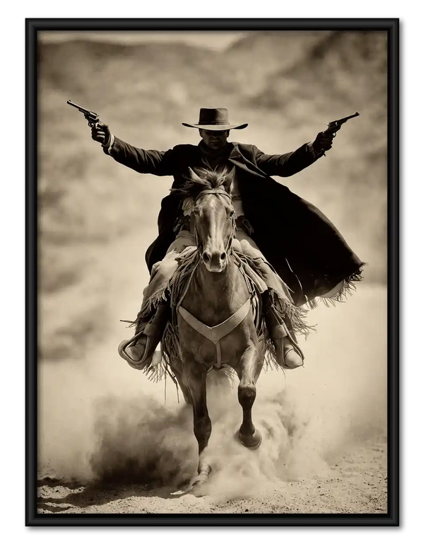 Cowboy Riding Through Dust Wall Art