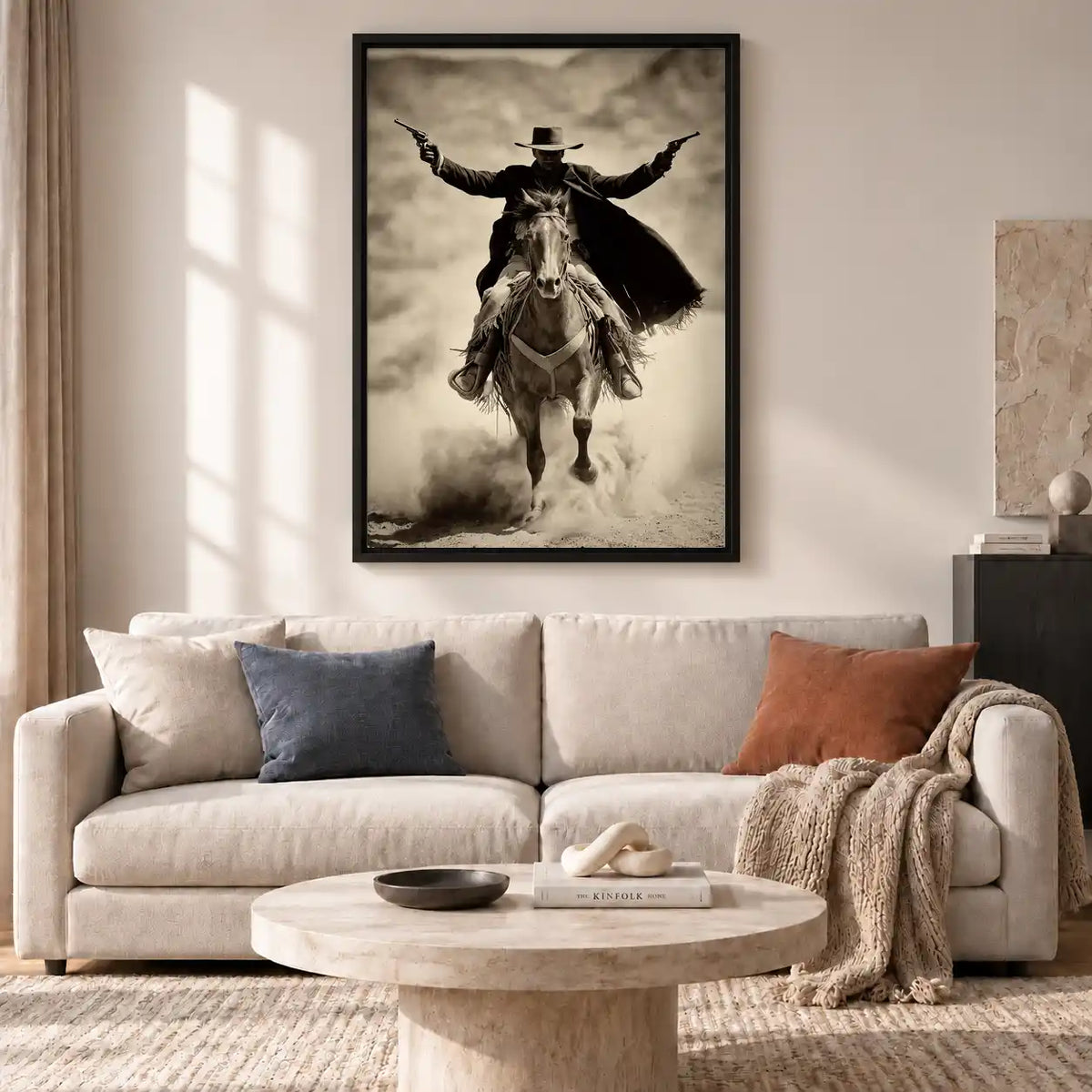 Cowboy Riding Through Dust Wall Art 2
