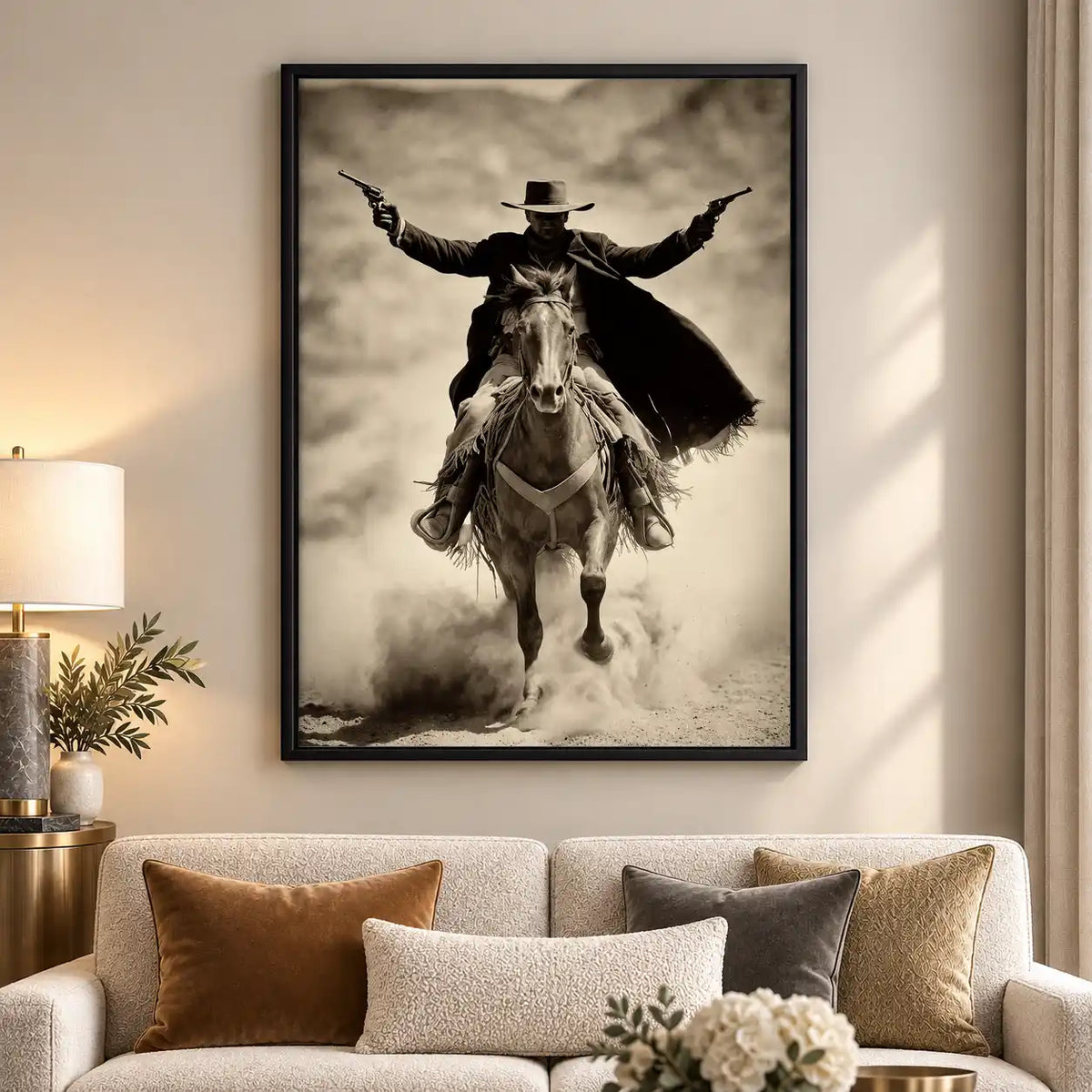 Cowboy Riding Through Dust Wall Art 5