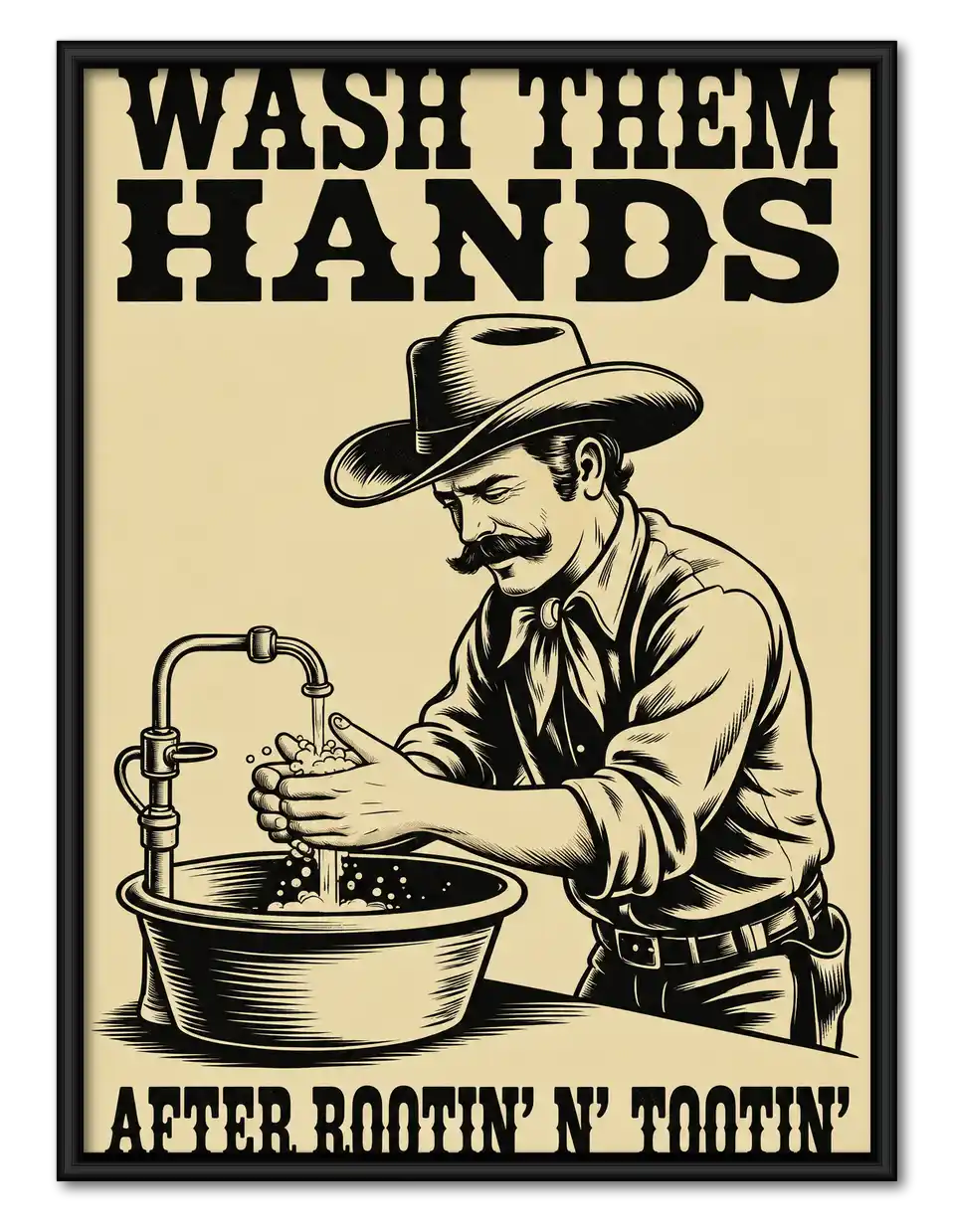 Cowboy Wash Them Hands Wall Art 1
