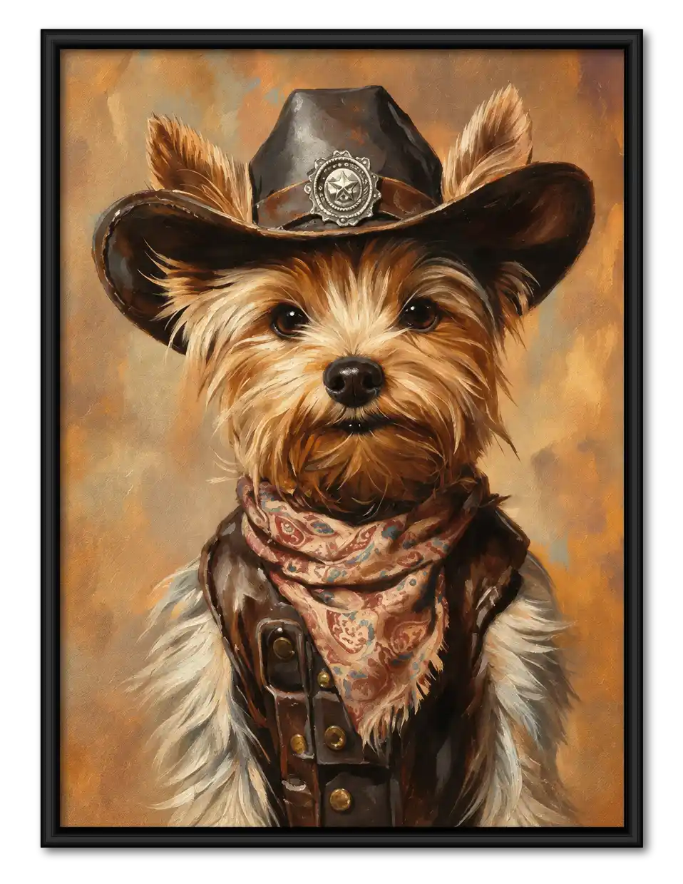 Cowboy Yorkie Portrait Wall Art 1