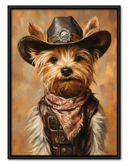 Cowboy Yorkie Portrait Wall Art
