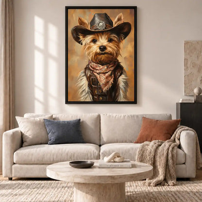 Cowboy Yorkie Portrait Wall Art 2