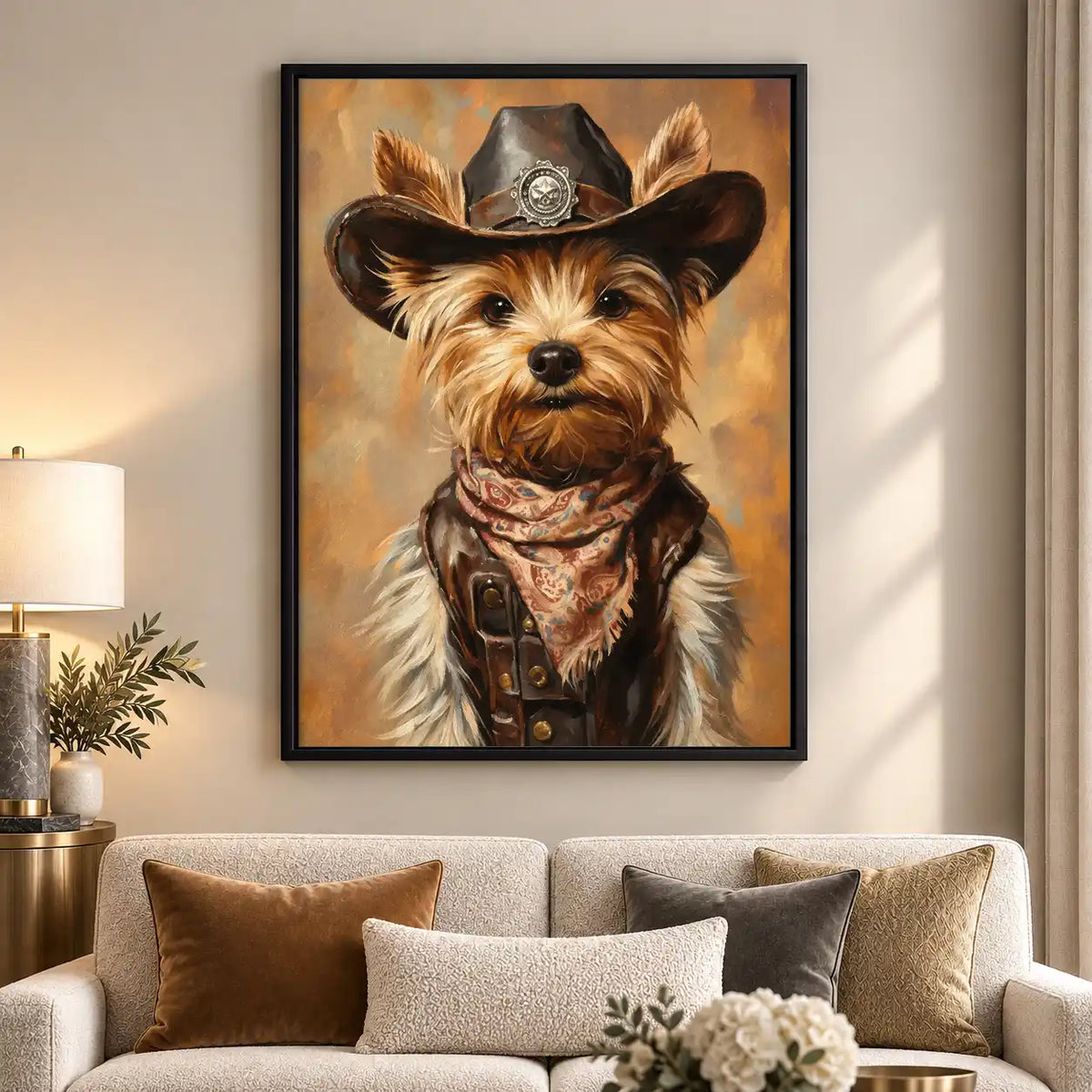 Cowboy Yorkie Portrait Wall Art 5