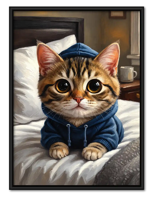 Cozy Tabby In Blue Hoodie Wall Art