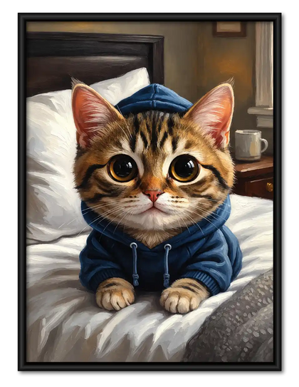 Cozy Tabby In Blue Hoodie Wall Art