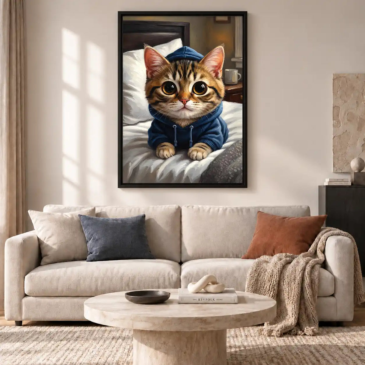 Cozy Tabby In Blue Hoodie Wall Art 2