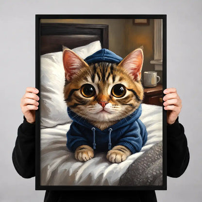 Cozy Tabby In Blue Hoodie Wall Art 3
