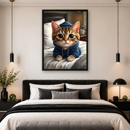 Cozy Tabby In Blue Hoodie Wall Art 4