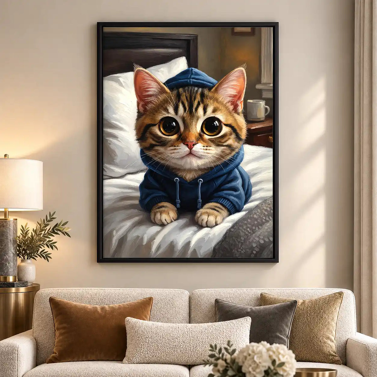 Cozy Tabby In Blue Hoodie Wall Art 5