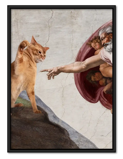 Creation Of Adam Cat Wall Art