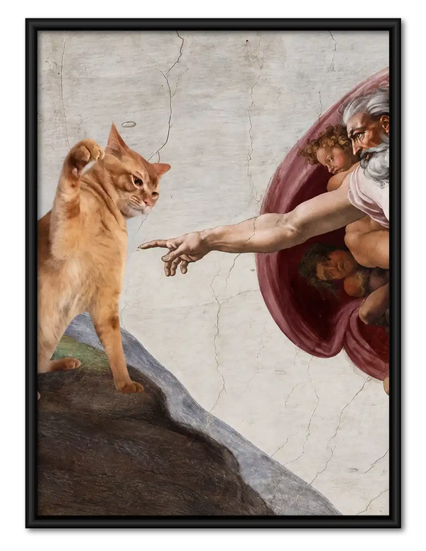 Creation Of Adam Cat Wall Art