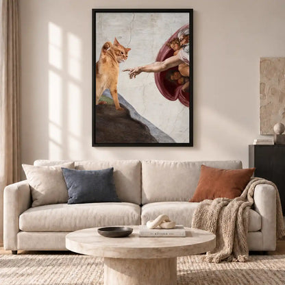 Creation Of Adam Cat Wall Art 2