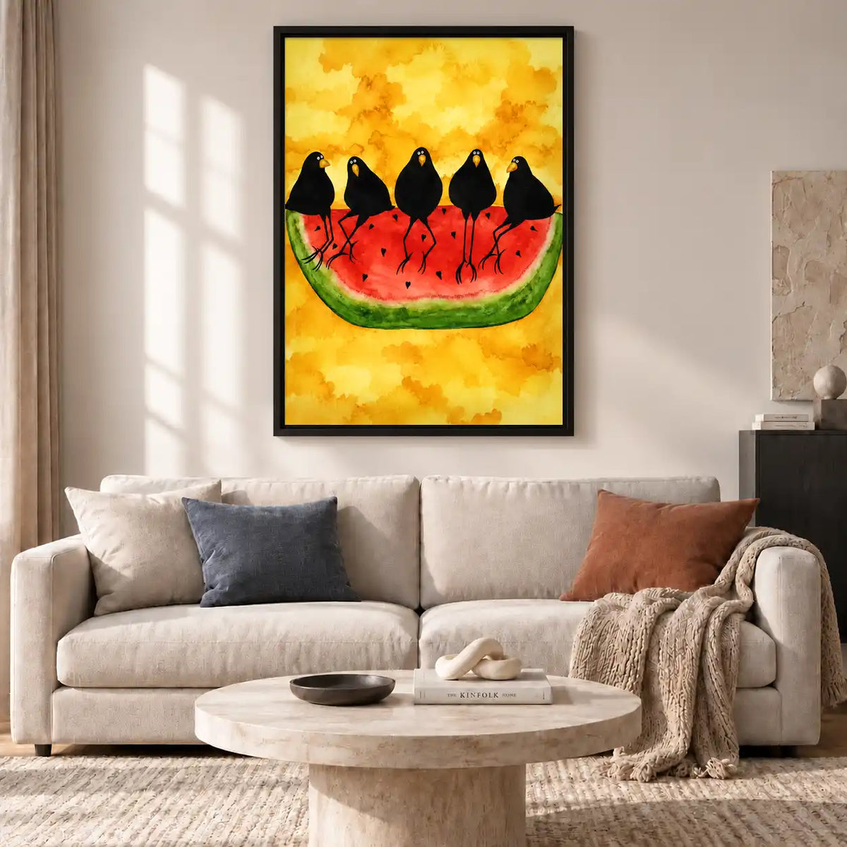 Crows Eating Watermelon Wall Art 2