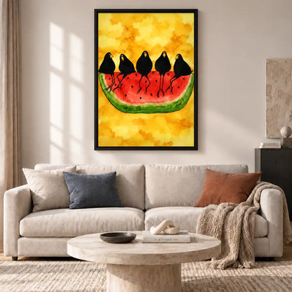 Crows Eating Watermelon Wall Art 2