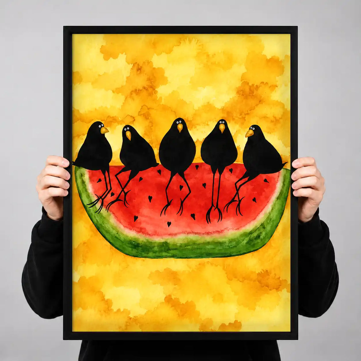Crows Eating Watermelon Wall Art 3