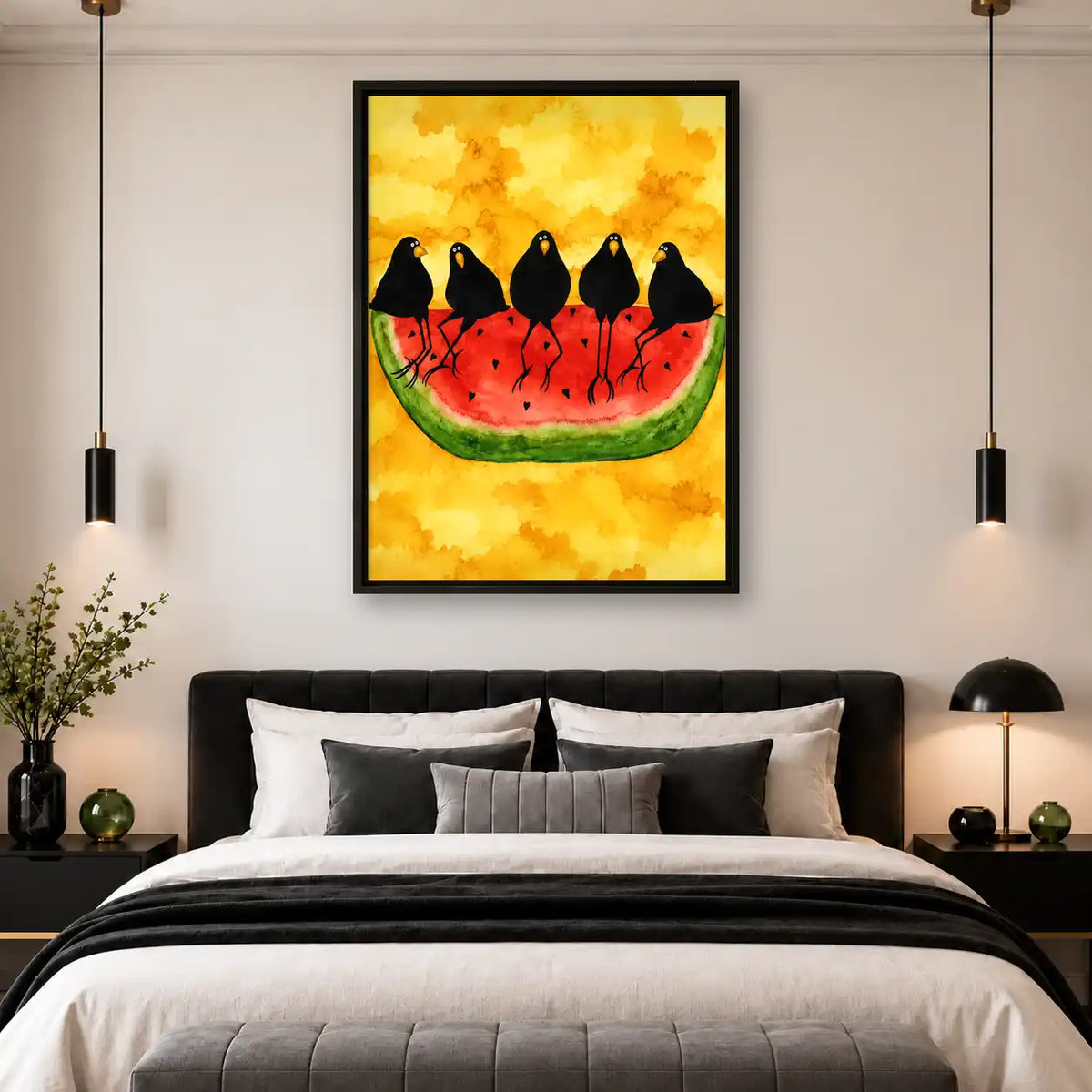 Crows Eating Watermelon Wall Art 4