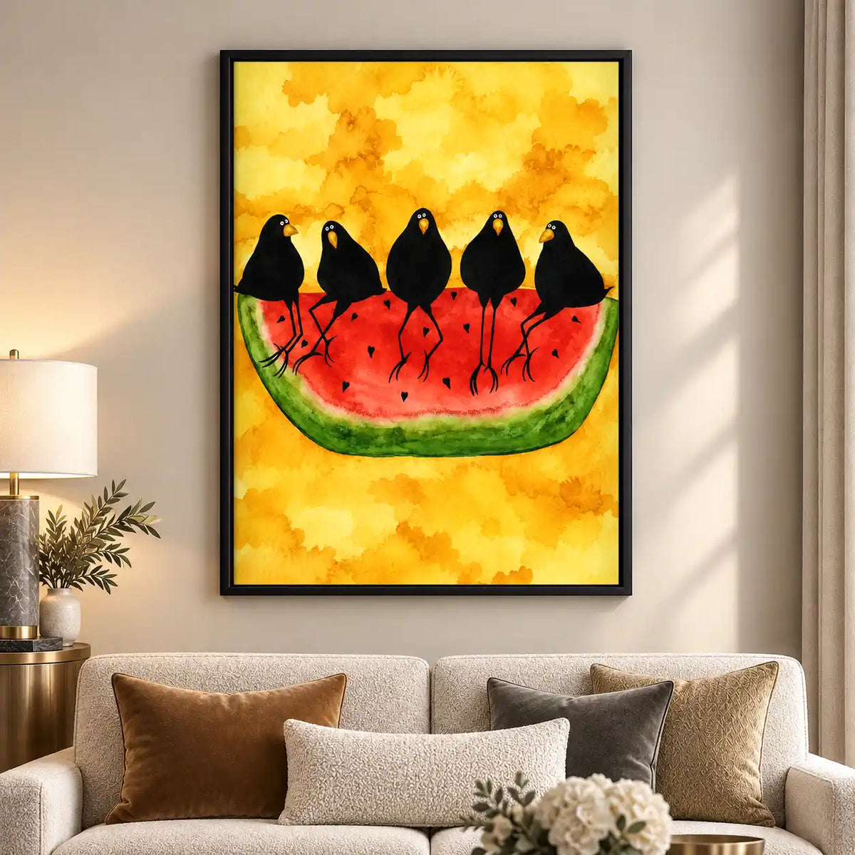 Crows Eating Watermelon Wall Art 5