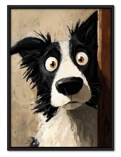 Curious Border Collie At Door Wall Art