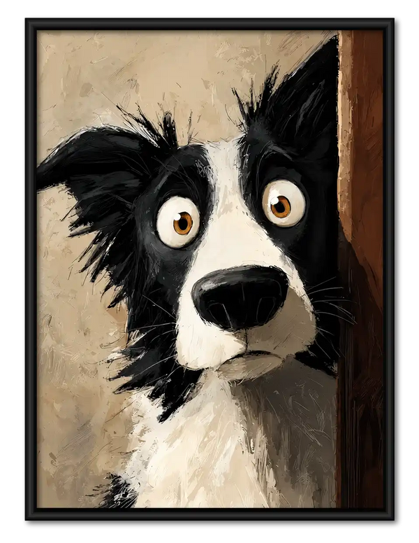 Curious Border Collie At Door Wall Art