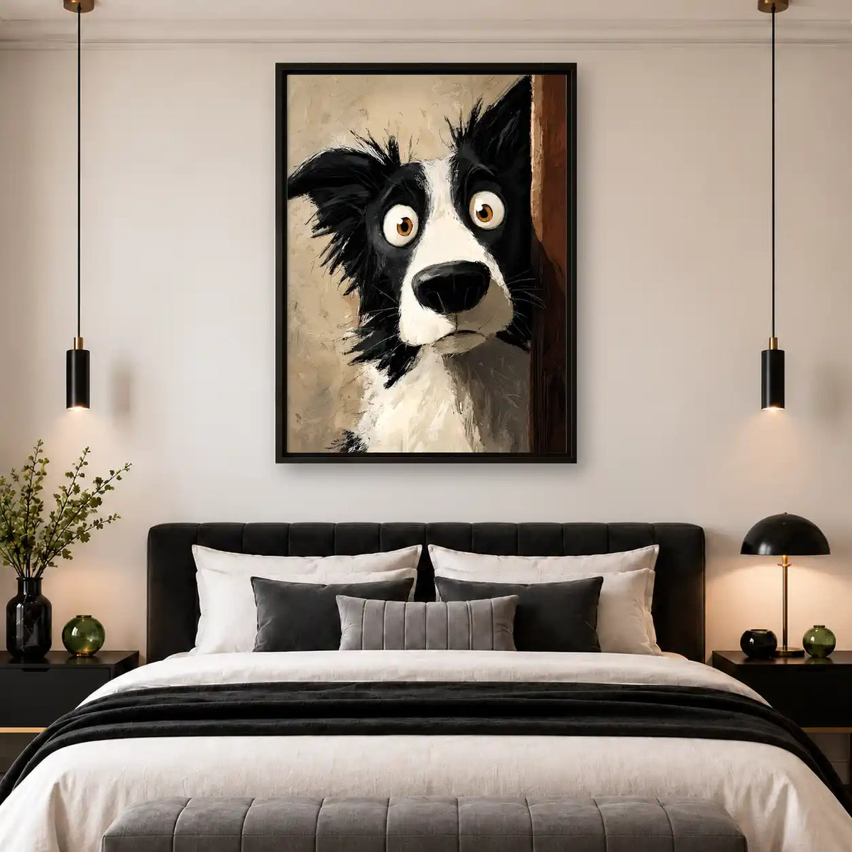 Curious Border Collie At Door Wall Art 4