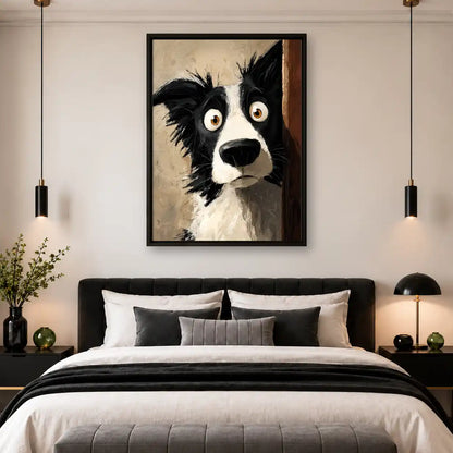 Curious Border Collie At Door Wall Art 4