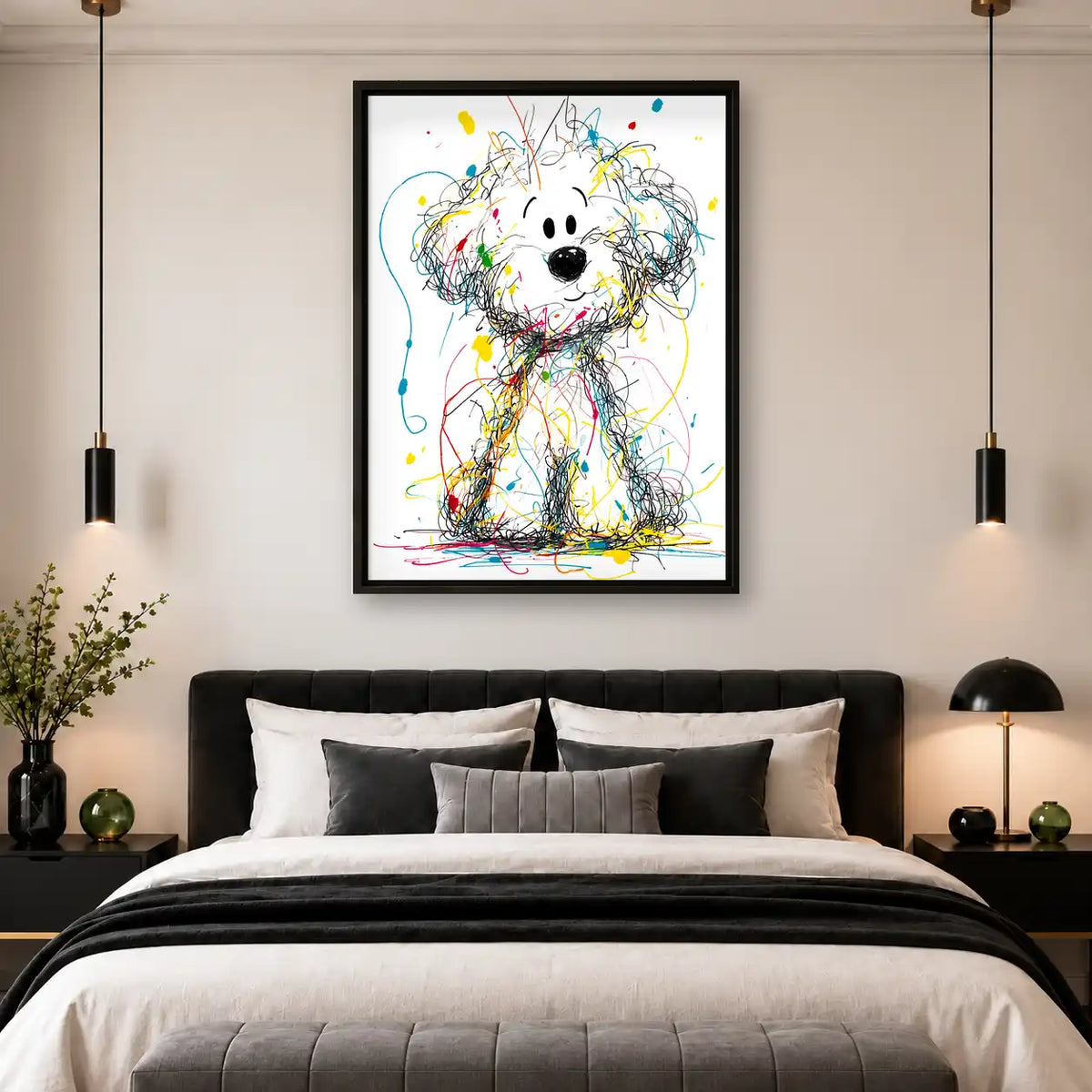 Curious Scribble Dog Wall Art 4